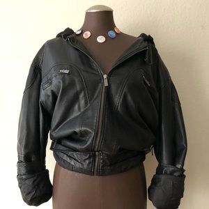 Leather hooded jacket👊🏽💥